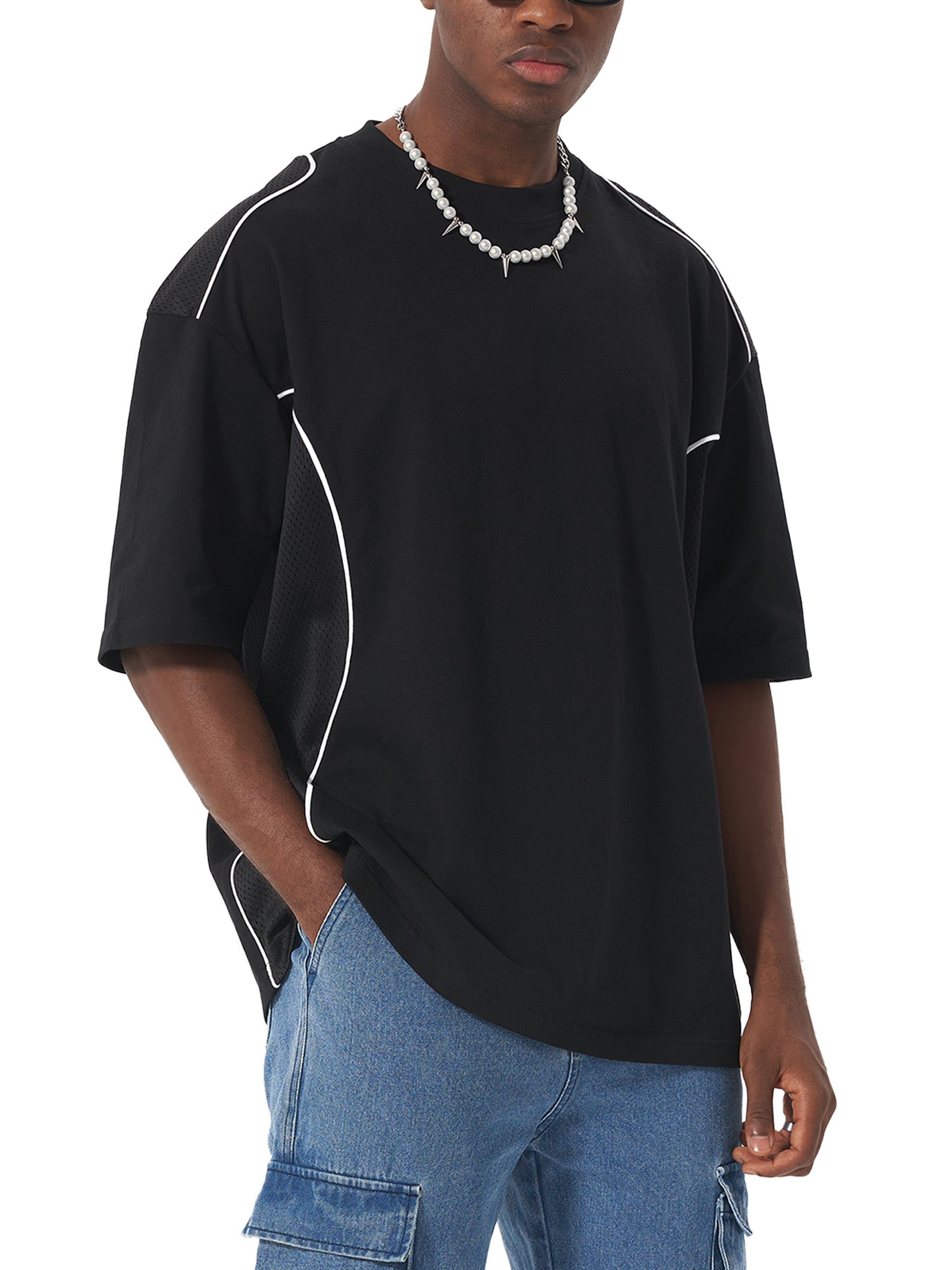 Contrast Piped Panel T-Shirt ODMPOD