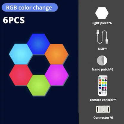 LED Hexagon Wall Light Indoor RGB Night Light