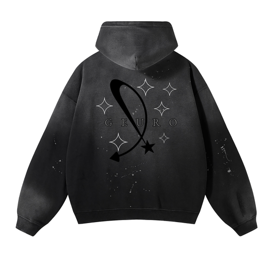 Vintage Washed Frayed Fleece Hoodie