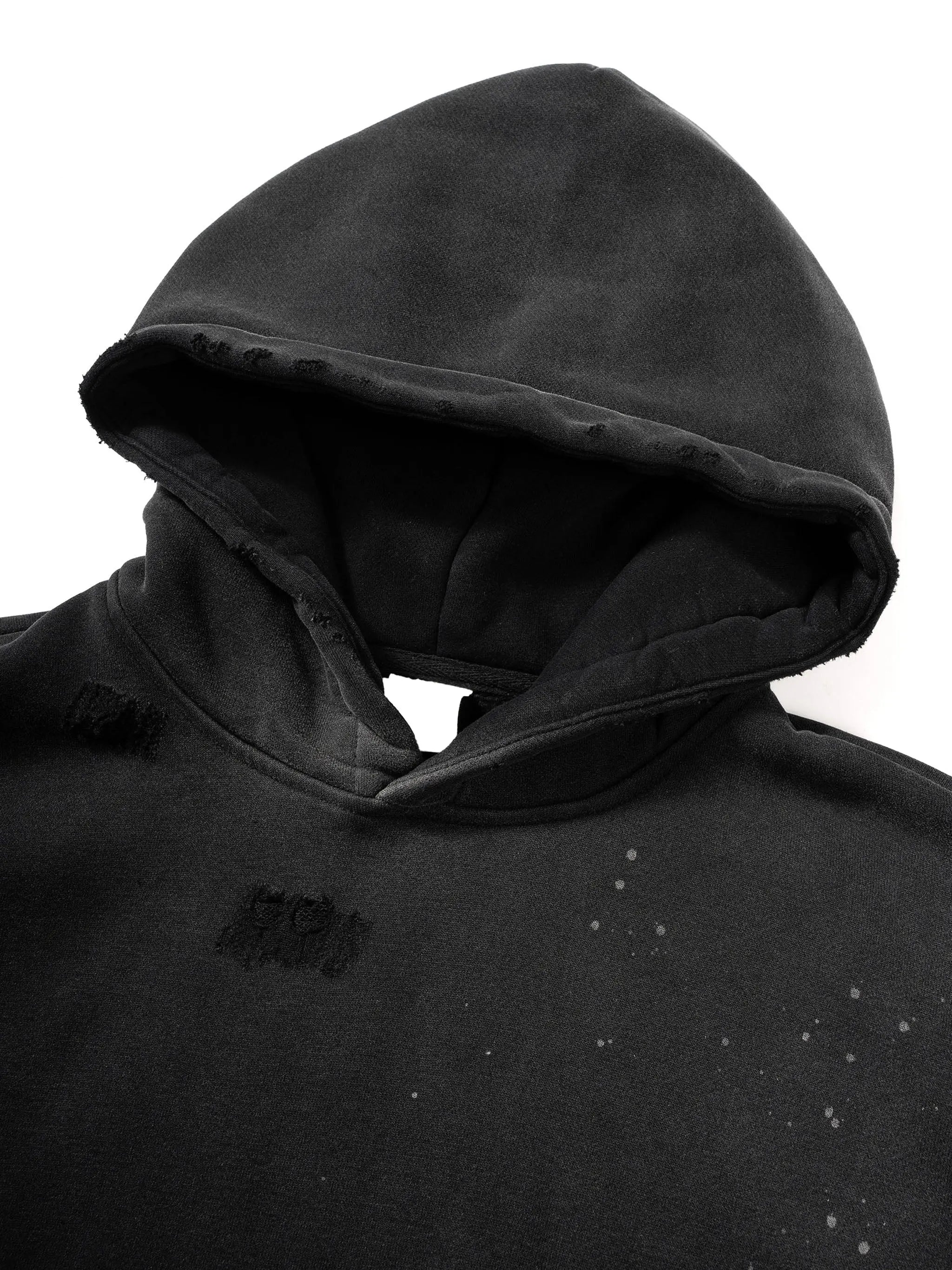 Vintage Washed Frayed Fleece Hoodie ODMPOD