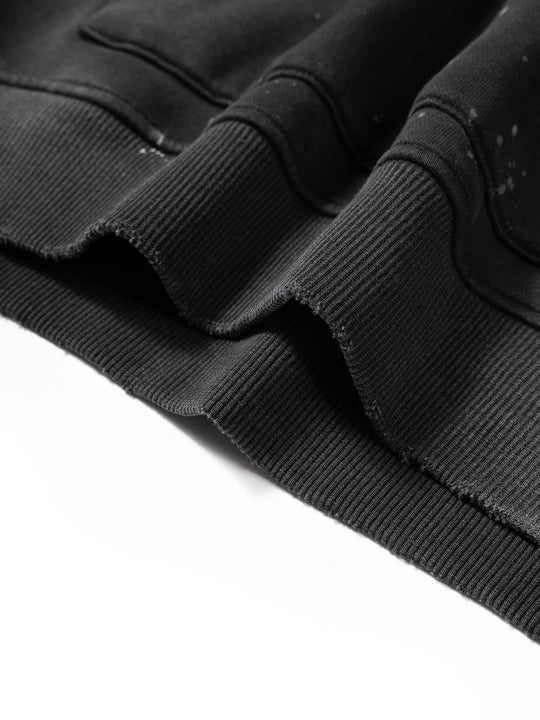 Vintage Washed Frayed Fleece Hoodie